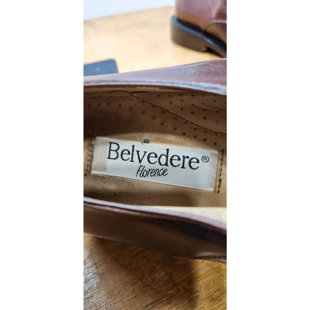 VTG Belvedere Florence Italy Men Hand Made Size 10M Brown Genuine‎ Ostrich